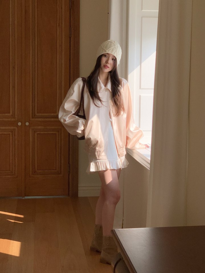 소 녀 스 타 일 ♡ sale 니드모어 글로시블루종점퍼/심플카라점퍼 - 소녀스타일
